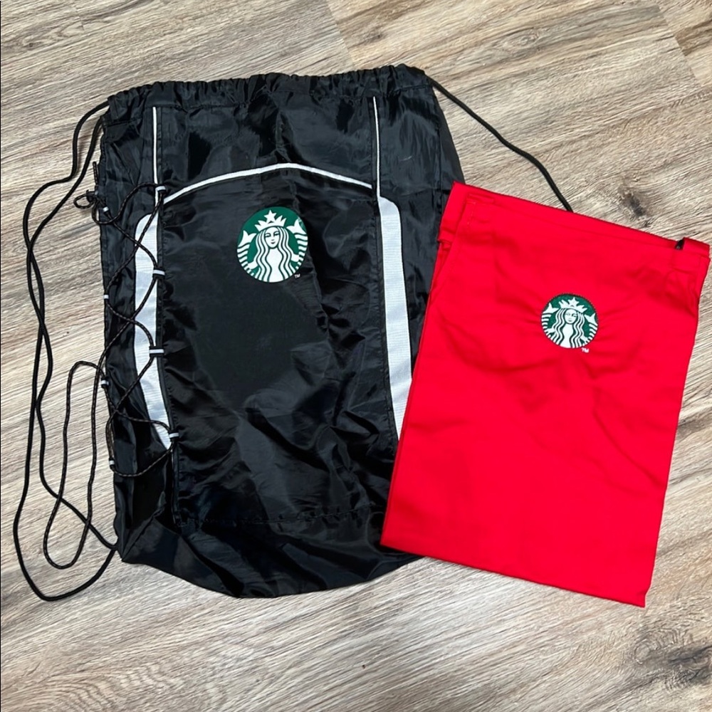 Starbucks New Red Apron And Cinch backpack